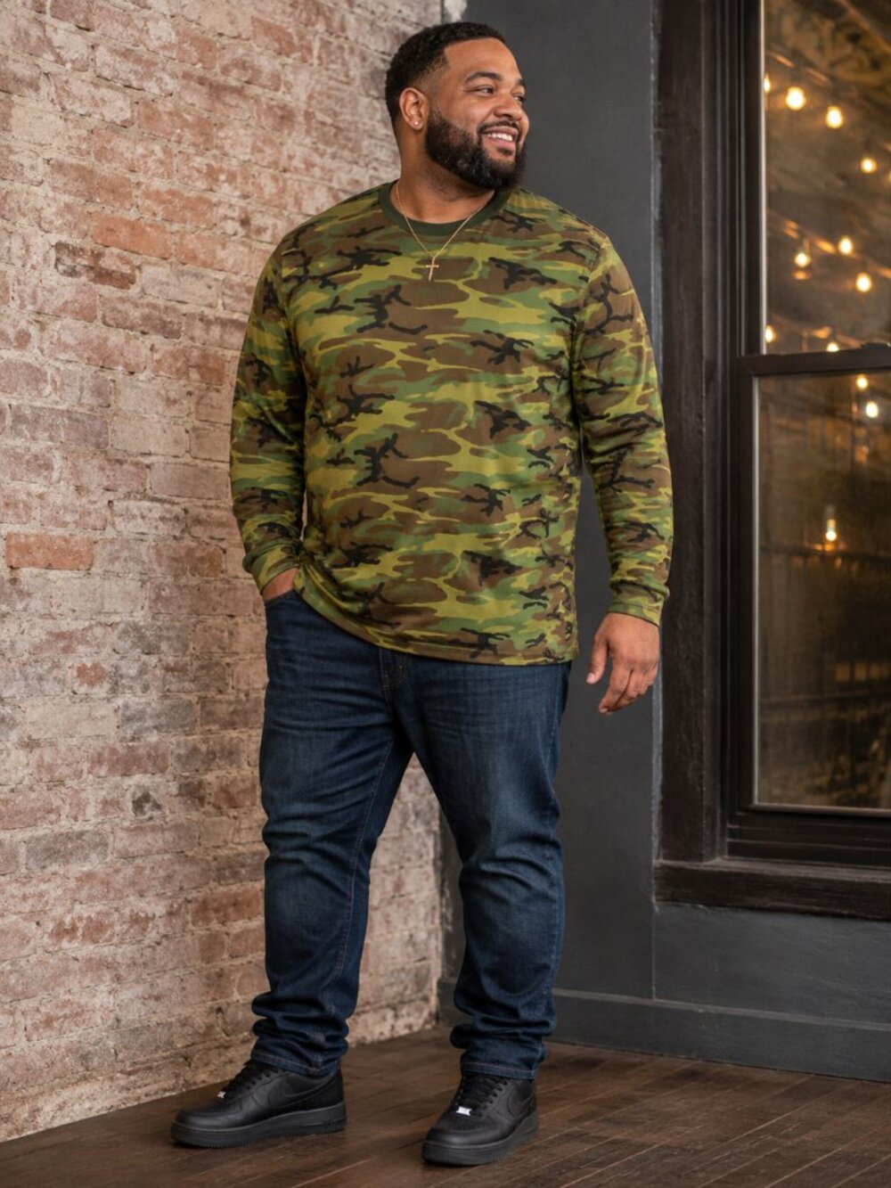 Backbone Men’s XXL Green Camo Long Sleeve Shirt Camouflage Hunting Outdoors  *